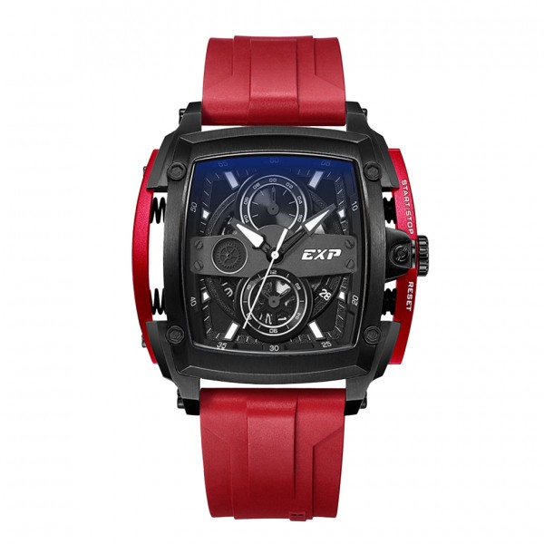 Expedition 3008 Black Red Rubber Chronograph Mid BCRIPBARE